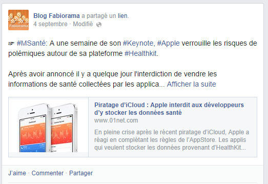 exemple Facebook