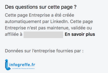 page entreprise sur linkedin infogreffe